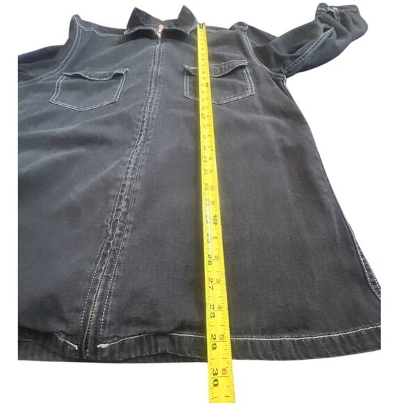 Calvin Klein Jeans Boxy Full Front Zip Denim Overshirt Stone Wash Cotton Small - Picture 14 of 14